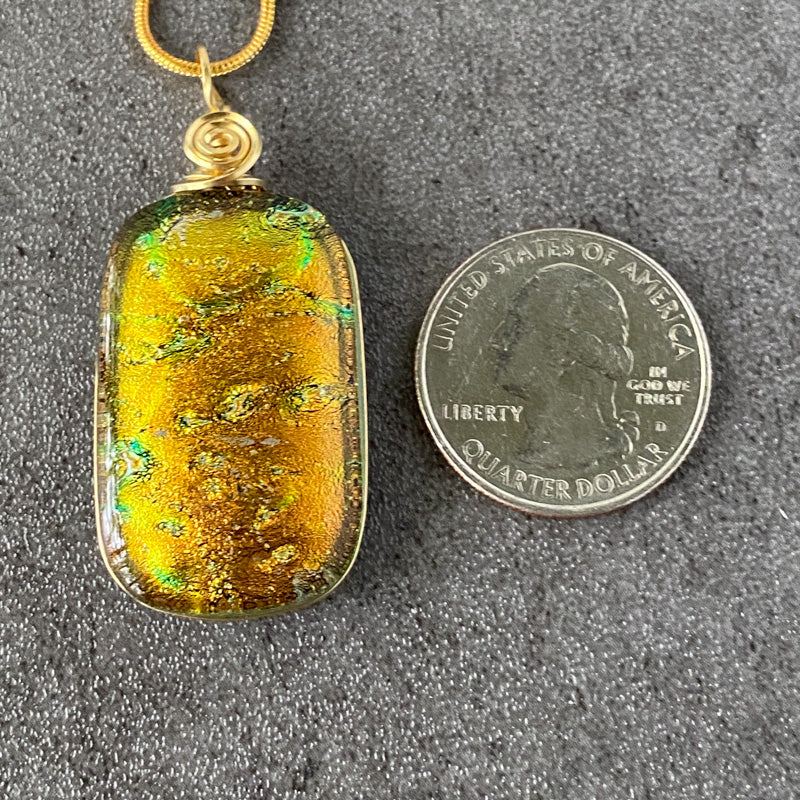 Harvest Hayride, Gold and Yellow Dichroic Glass Necklace