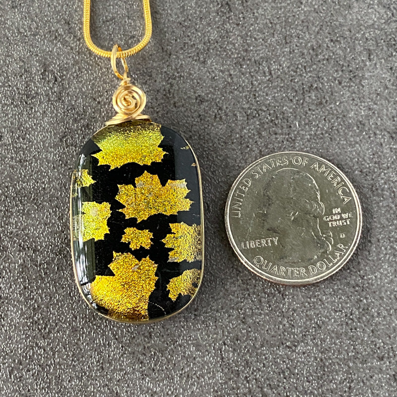 Autumn Woods, Gold Dichroic Glass Necklace