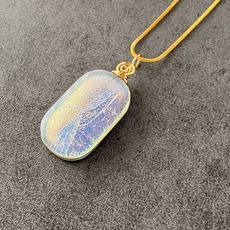Chill In The Air, Gold Dichroic Glass Necklace