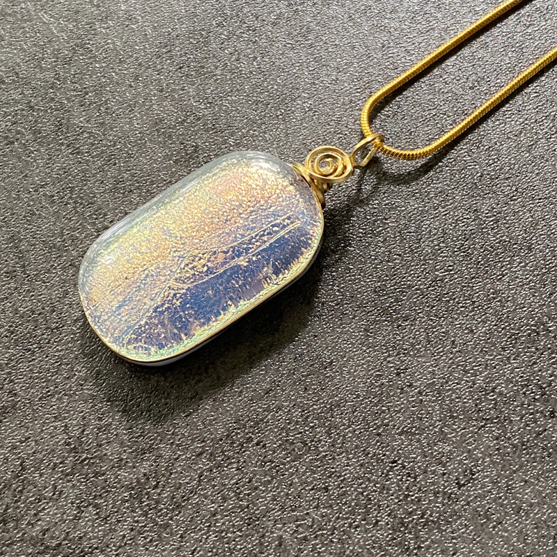 Chill In The Air, Gold Dichroic Glass Necklace