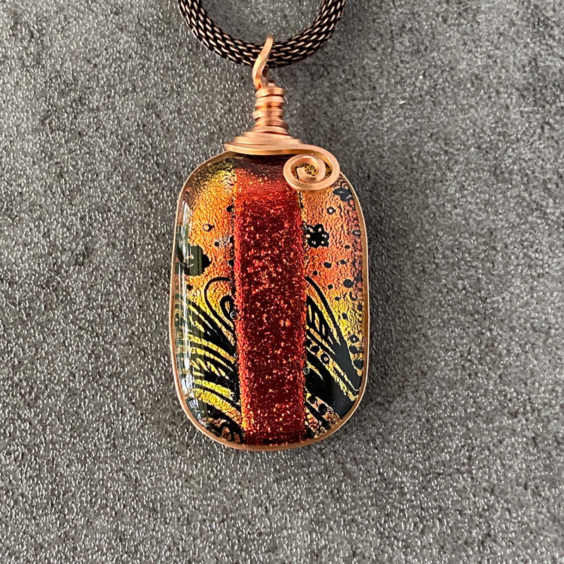 Crisp Fall Day, Copper Dichroic Glass Necklace