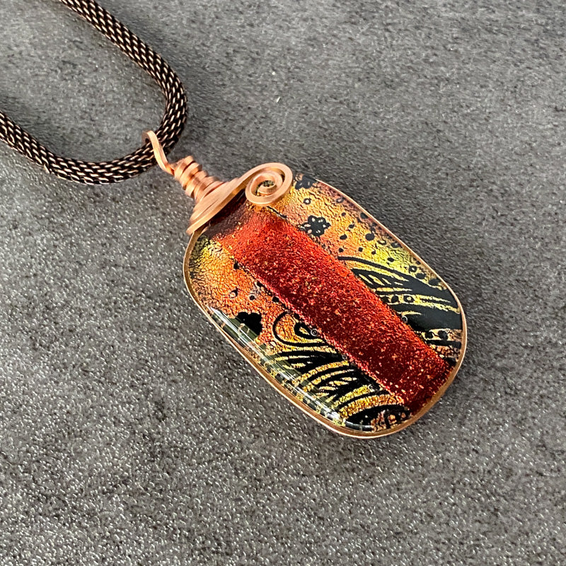 Crisp Fall Day, Copper Dichroic Glass Necklace