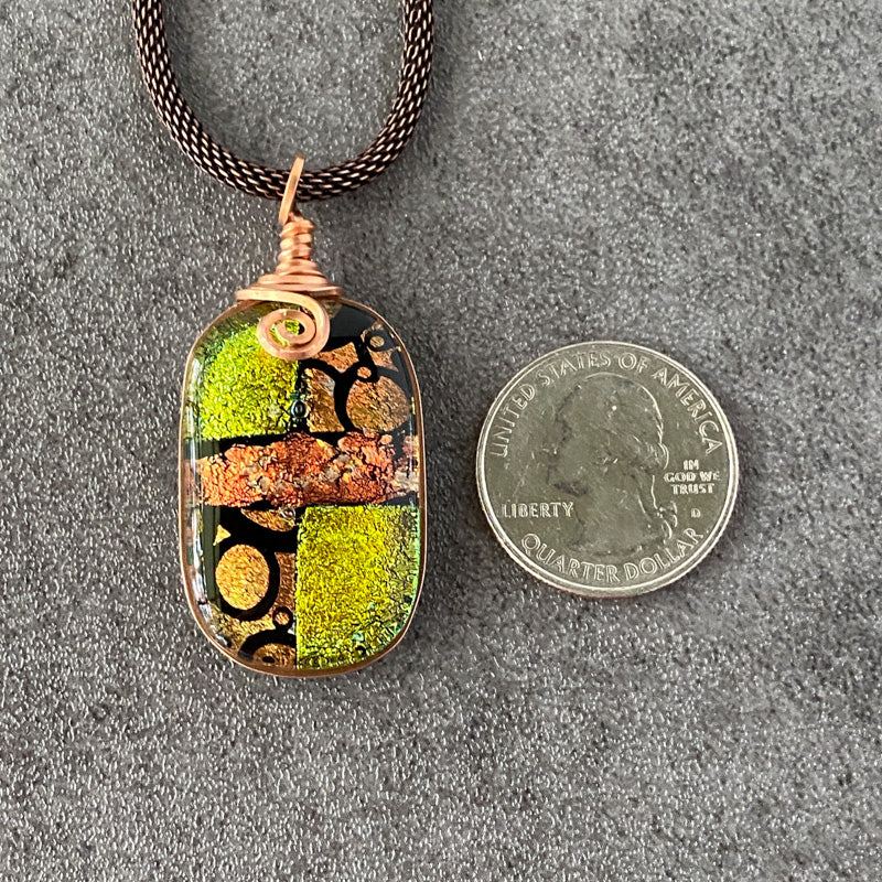 Falling For You, Copper Dichroic Glass Necklace