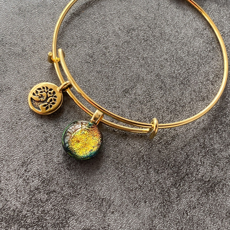Golden Sunbeam, Dichroic Glass Bracelet, Gold