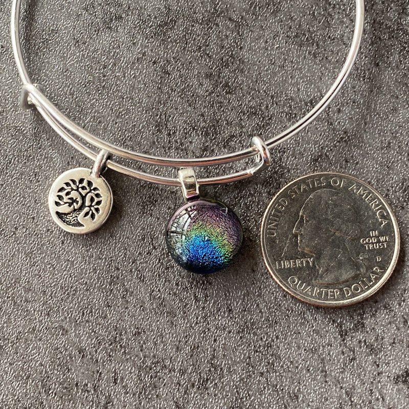 Rainbow Rays, Rainbow Dichroic Glass Bracelet, Silver