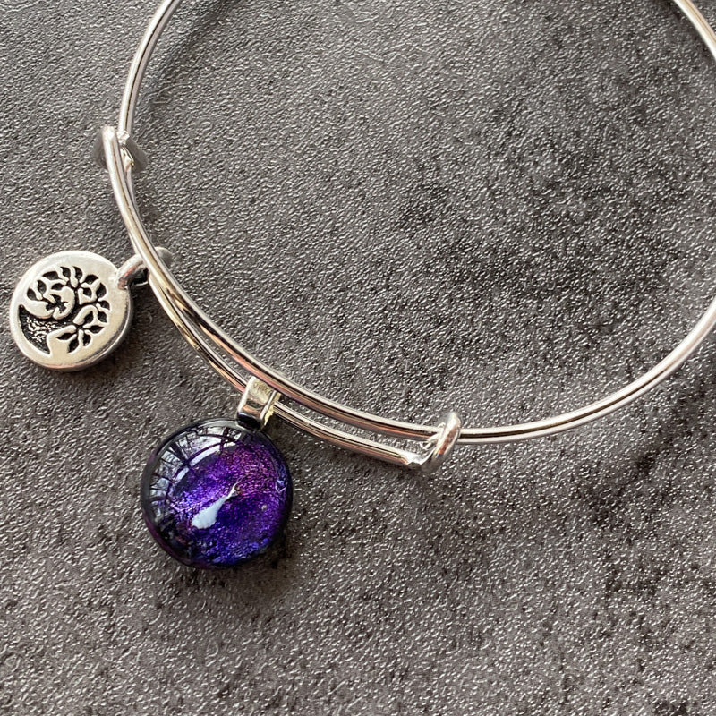 A Galaxy Far Away, Purple Dichroic Glass Bracelet, Silver