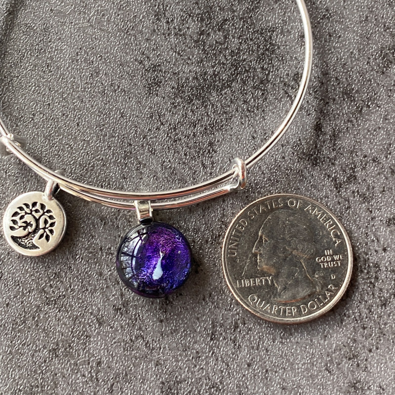 A Galaxy Far Away, Purple Dichroic Glass Bracelet, Silver
