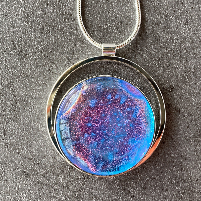 Daydream, Multi-Color Dichroic Glass Necklace, Silver