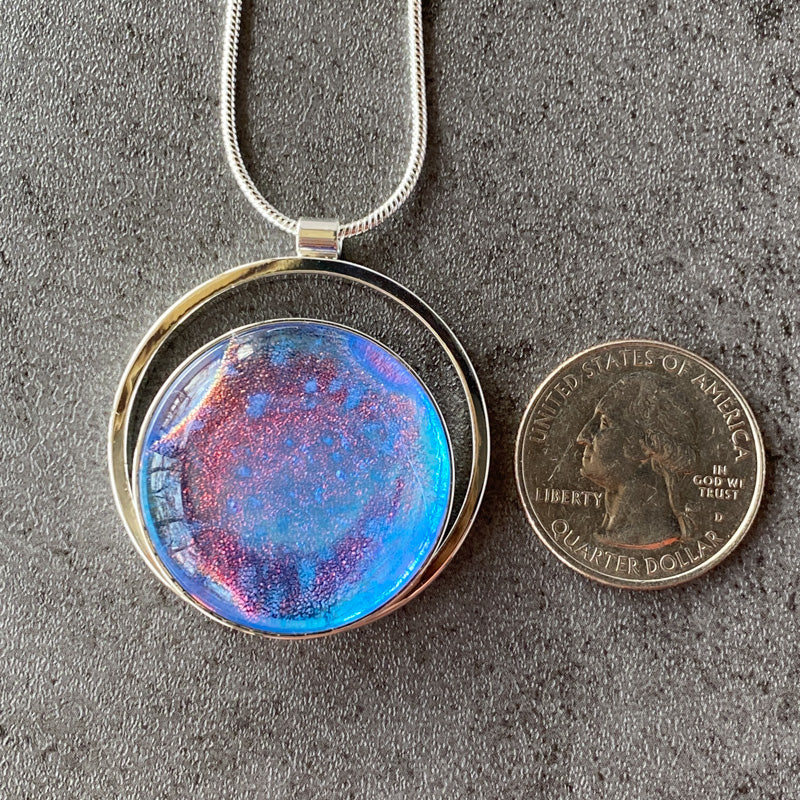 Daydream, Multi-Color Dichroic Glass Necklace, Silver
