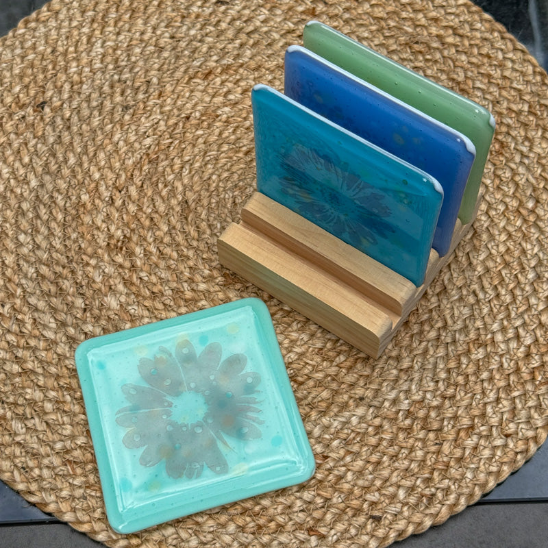 Windswept Wilds, Summer Breeze Collection coaster set, blues & greens