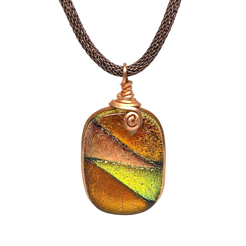 Desert Hills, Copper Dichroic Glass Necklace